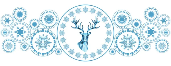 Weihnachtsblaues Muster Frohes Neues Jahr Hintergrund Weihnachten Rentiere Geschenke Schneeflocken — Stockvektor