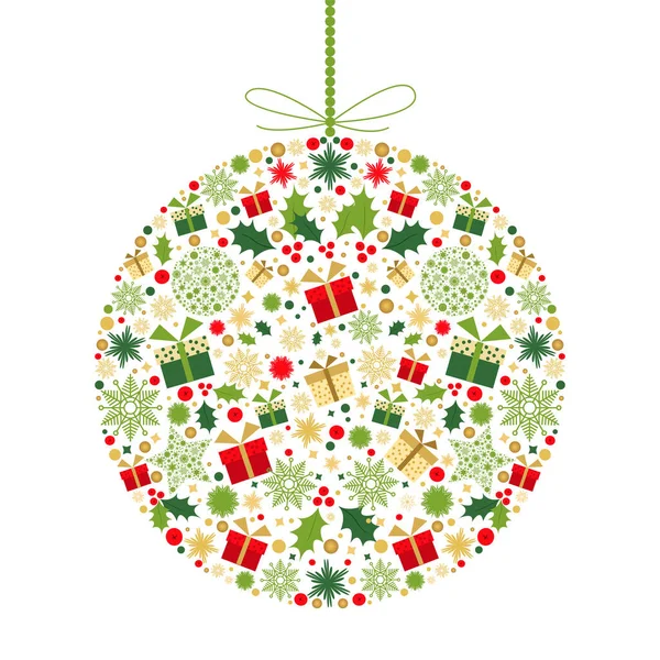 Boule Noël Colorée Décoration Dorée Rouge Verte Blanche Bonne Année — Image vectorielle