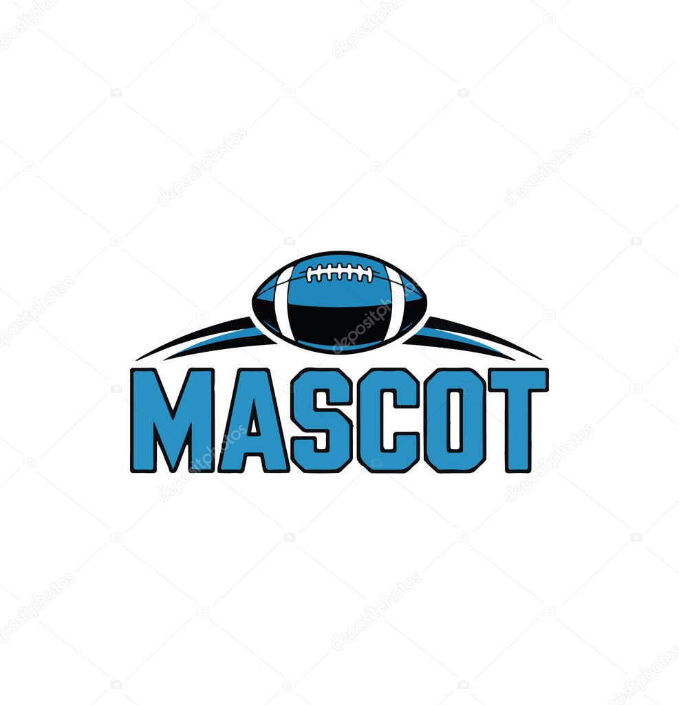 Vector art of american football mascot logo with the word mascot in blue letters