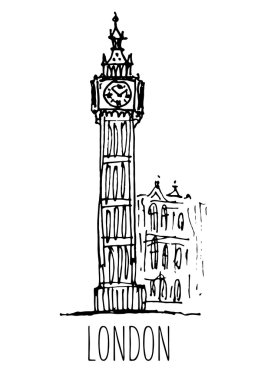 Büyük ben. Londra. Kule vektör çizim. İngiltere.