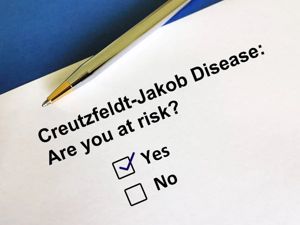 One person is answering question. The person is answering question about risk of Creutzfeldt-Jakob Disease.
