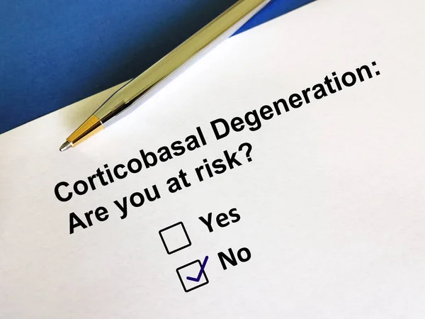 One person is answering question. The person is answering question about risk of corticobasal degeneration.