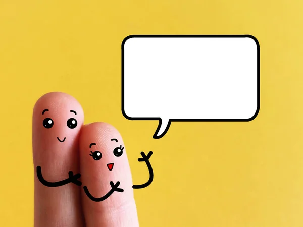 Two Fingers Decorated Two Person Discussing Something Happily — Stock Photo, Image