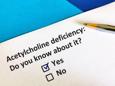 One person is answering question about acetylcholine deficiency. clipart