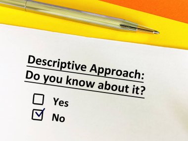 Bir kişi yaklaşımlarla ilgili soruya cevap veriyor. Kişinin tanımlayıcı yaklaşımdan haberi yok..