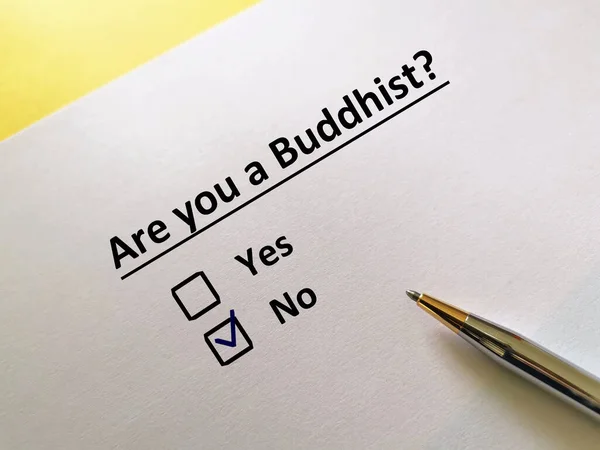 One Person Answering Question His Religion Person Thinking Buddhist — Stock Photo, Image