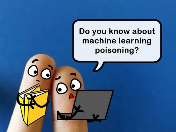 Twee Vingers Zijn Gedecoreerd Als Twee Personen Praten Machine Learning — Stockfoto