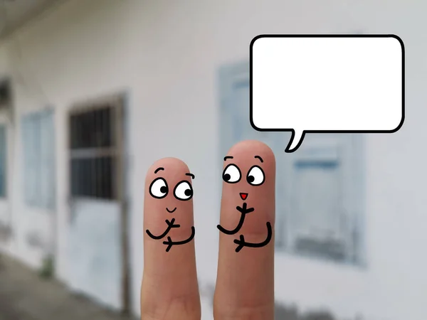 Two Fingers Decorated Two Person Talking Each Other Happily — Stock Photo, Image