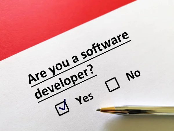 一个人在回答问题 他是个软件开发人员 — 图库照片
