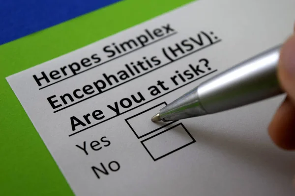 Dedo Está Respondiendo Pregunta Sobre Encefalitis Por Herpes Simple — Foto de Stock