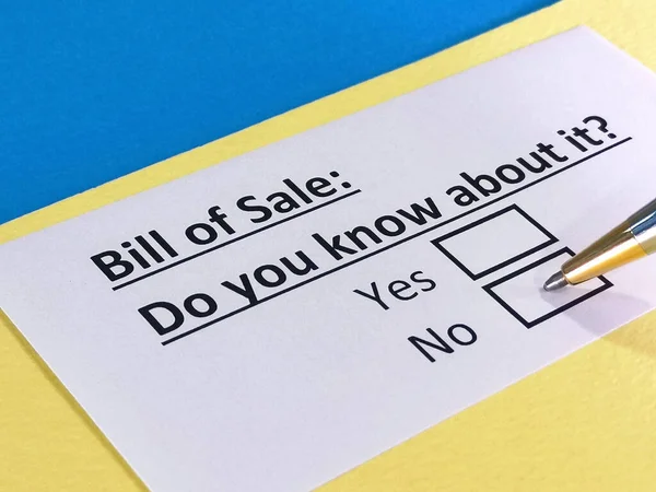 One person is answering question about bill of sale.