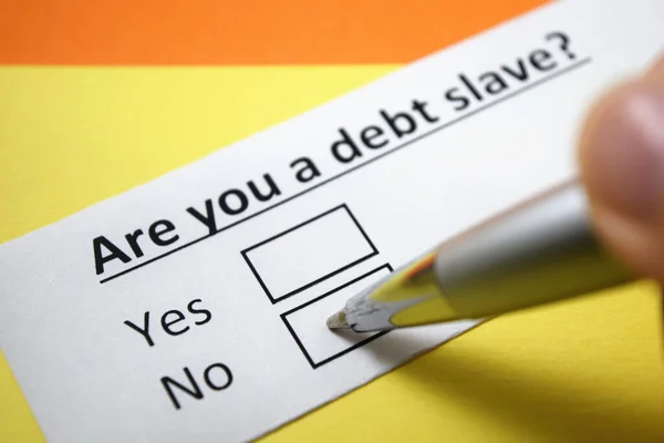 Person Answering Question Debt Slave — Stock Photo, Image