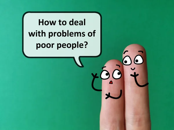 Dois Dedos São Decorados Como Duas Pessoas Deles Perguntar Como — Fotografia de Stock