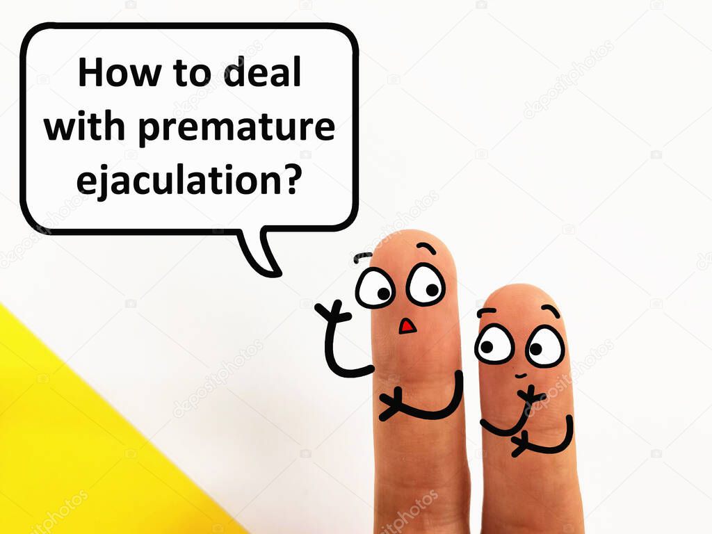 Two fingers are decorated as two person. One of them is asking another how to deal with premature ejaculation