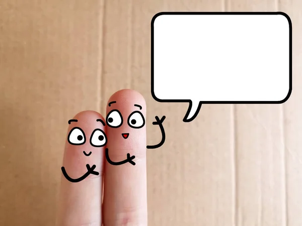 Dois Dedos São Decorados Como Duas Pessoas São Questões Discussão — Fotografia de Stock