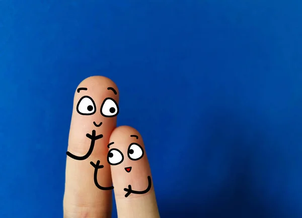 Dois Dedos São Decorados Como Pai Uma Criança Eles Estão — Fotografia de Stock