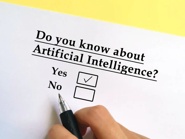 One Person Answering Question Finance Knows Artificial Intelligence — Stockfoto