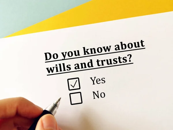 One person is answering question about last will. He knows about wills and trusts