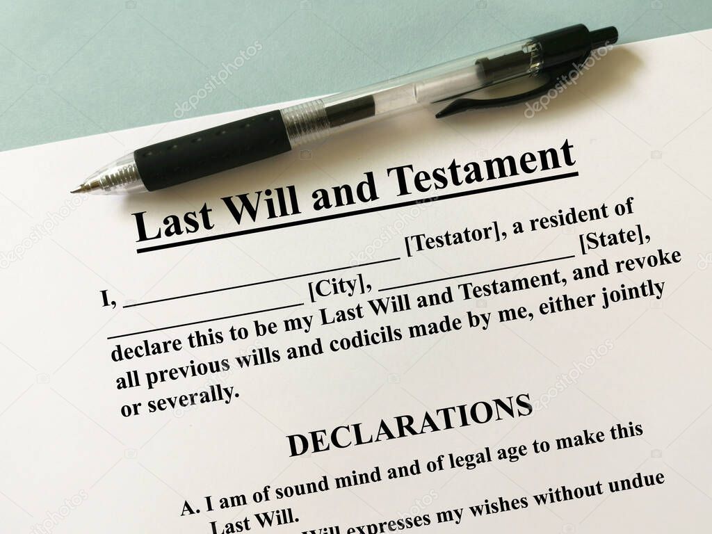 One person is filling up a form regarding his last will and testament.