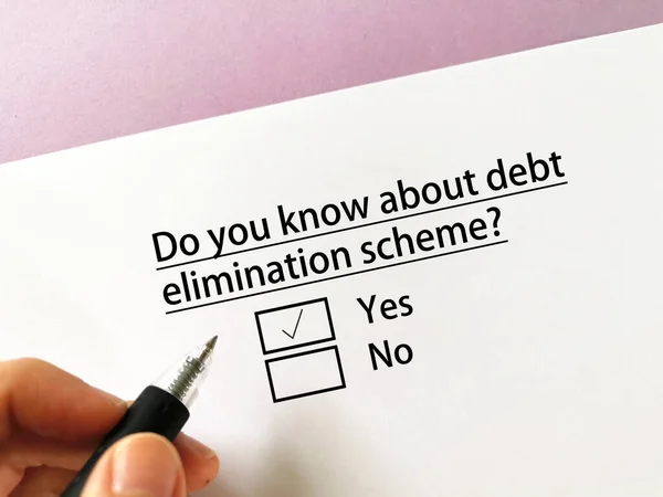 One Person Answering Question Account Knows Debt Elimination Scheme — Stock Photo, Image