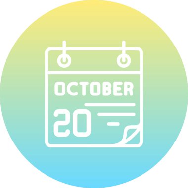 20 Ekim takvim simgesi, vektör illüstrasyonu                