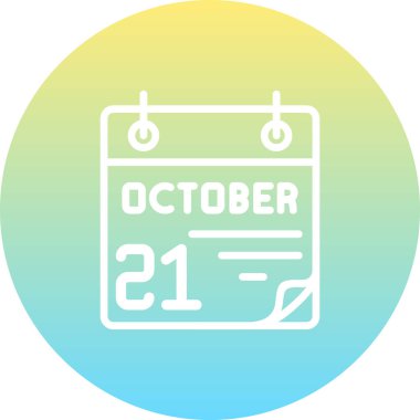 21 Ekim takvim simgesi, vektör illüstrasyonu                