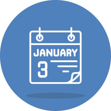 3 Ocak takvim simgesi, vektör illüstrasyonu               