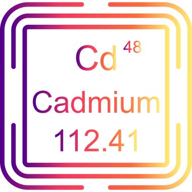 Kadmiyum sembolü, periyodik tablonun kimyasal elementi, vektör simgesi