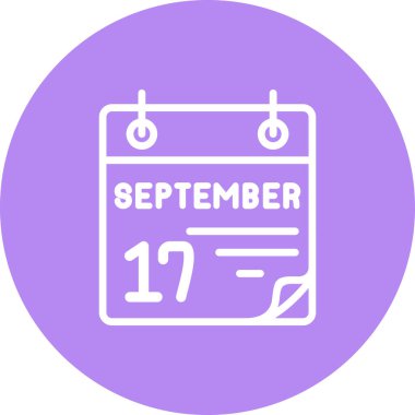 17 Eylül takvim simgesi, vektör illüstrasyonu          