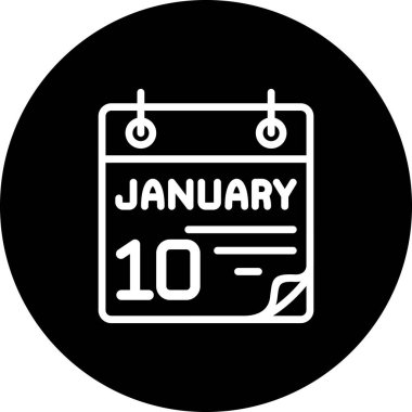 10 Ocak takvim simgesi, vektör illüstrasyonu              