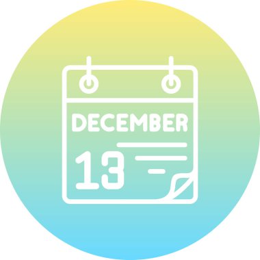 13 Aralık takvim simgesi, basit biçim vektör illüstrasyonu           