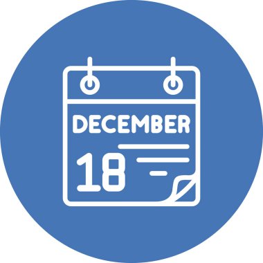 18 Aralık takvim simgesi, basit biçim vektör illüstrasyonu           