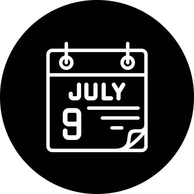 9 Temmuz takvim simgesi tasarımı, vektör illüstrasyonu            