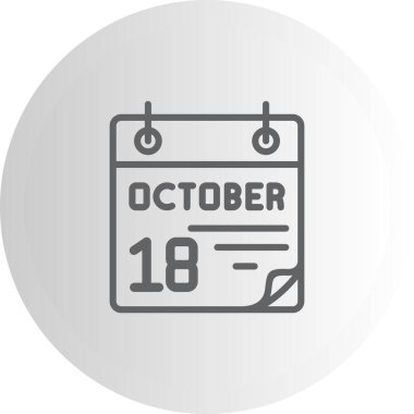 18 Ekim takvim simgesi, vektör illüstrasyonu                