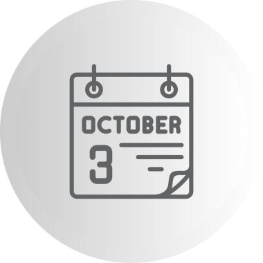 3 Ekim takvim simgesi, vektör illüstrasyonu           