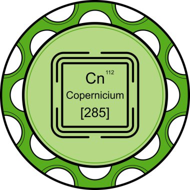 Kopernik sembolü, periyodik tablonun kimyasal elementi, vektör simgesi