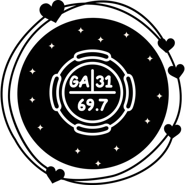 Galyum sembolü, periyodik tablonun kimyasal elementi, vektör simgesi