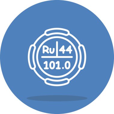 Rutenyum sembolü, periyodik tablonun kimyasal elementi, vektör simgesi