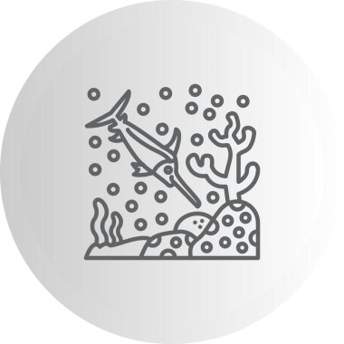 Kılıçbalığı Satırı Simgesi, Beyaz Arkaplanda Basit Görüntü 