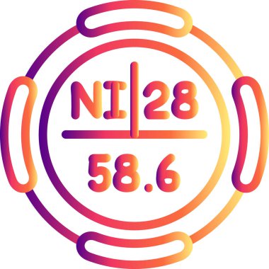 Nikel sembolü, periyodik tablonun kimyasal elementi, vektör simgesi