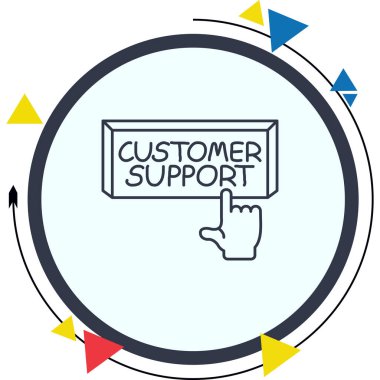 Ekrandaki müşteri destek düğmesine el işareti, illüstrasyon