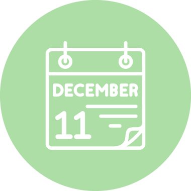 11 Aralık takvim simgesi, basit biçim vektör illüstrasyonu           