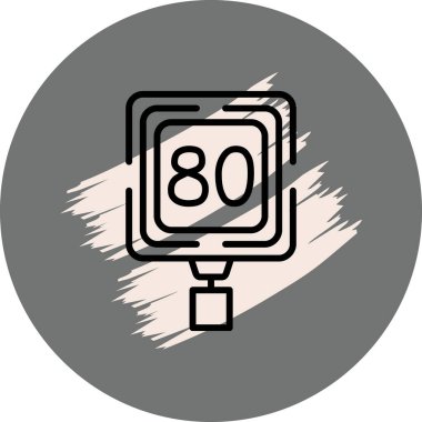 Hız sınırı 80 web simgesi vektör illüstrasyonu