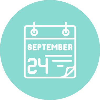 24 Eylül takvim simgesi, vektör illüstrasyonu          