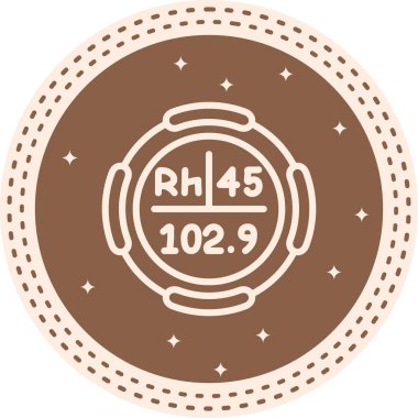 Rodyum sembolü, periyodik tablonun kimyasal elementi, vektör simgesi