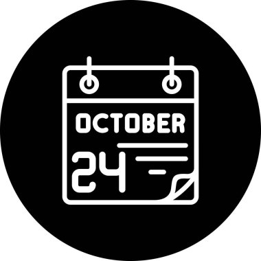 24 Ekim takvim simgesi, vektör illüstrasyonu                