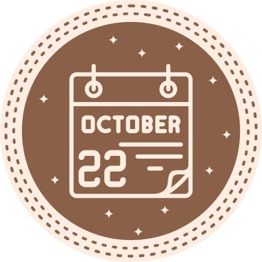 22 Ekim takvim simgesi, vektör illüstrasyonu                
