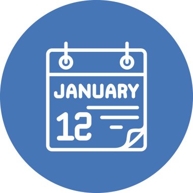 12 Ocak takvim simgesi, vektör illüstrasyonu               