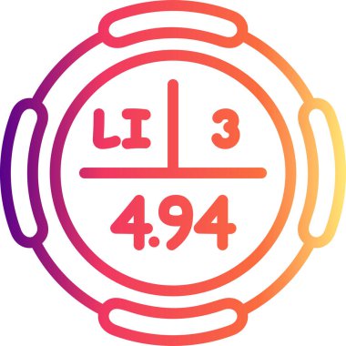 Lityum sembolü, periyodik tablonun kimyasal elementi, vektör simgesi