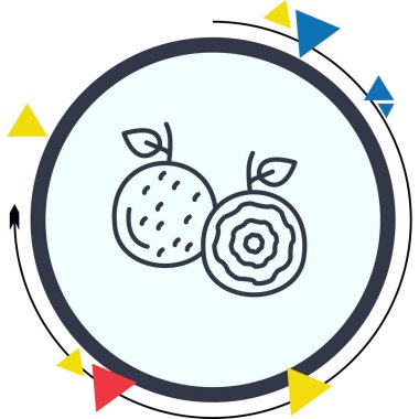 Dairesel dizaynlı iki meyve.